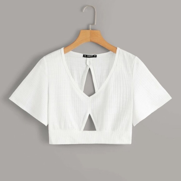 SHEIN Tops - SOLD White cut out cropped top